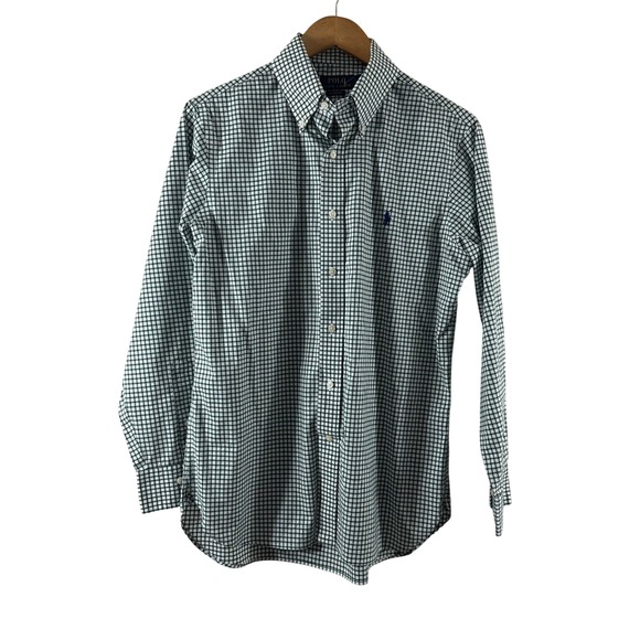Polo Ralph Lauren Men Classic Fit Gingham Button Down Shirt Green White 15 32/33